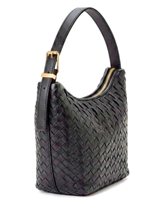 a new day Handbags - New Black Woven Hobo Shoulder Bag with Gold Buckle & Zipper, a new day